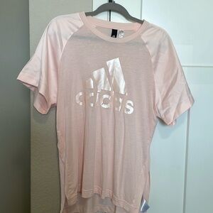 Adidas Pink Short Sleeve , Satin , side slit Tshirt